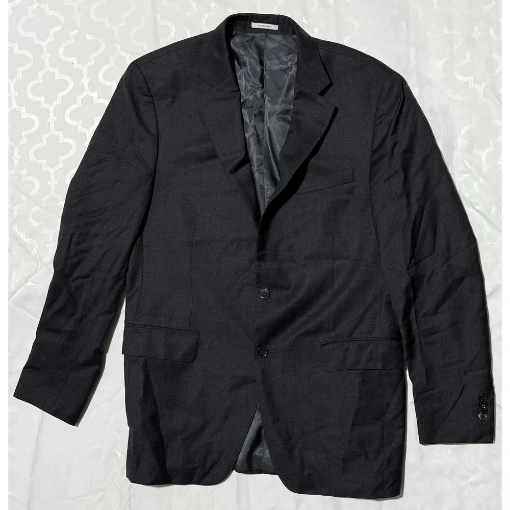 Peter Millar Blazer 100% Wool‎ Sport Coat Preppy Mens 42T Long Charcoal Gray